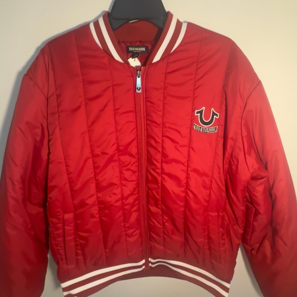 Red Quilted Bomber Jacket